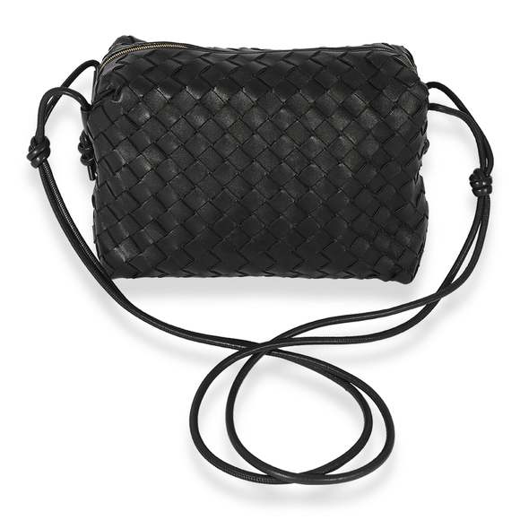 Bottega Veneta Black Intrecciato Leather Medium Loop Crossbody Bag - Picture 3 of 8